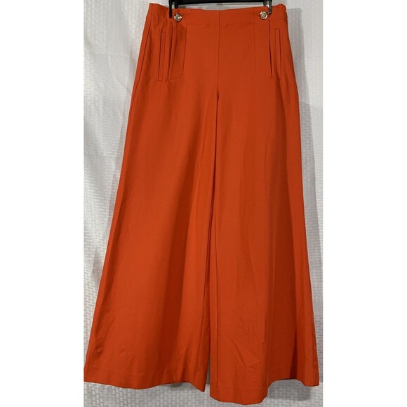 Ann Taylor Nwt Wide Leg Trousers Sailor Pants Womens 10 Orange - Picture 1 of 6